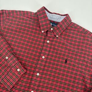 Ralph Lauren Shirt Mens Large Red Plaid Classic Fit Button Down Vintage
